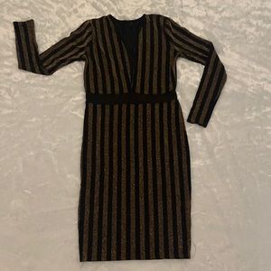 women black/ gold low cut fashionable mini dress